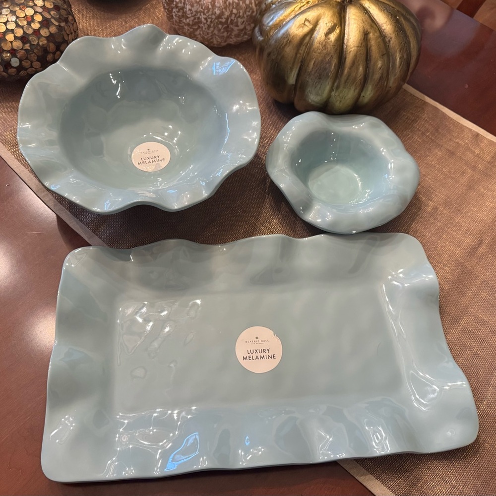 Beatriz Ball Havana serveware in limited edition Aqua, set of 3